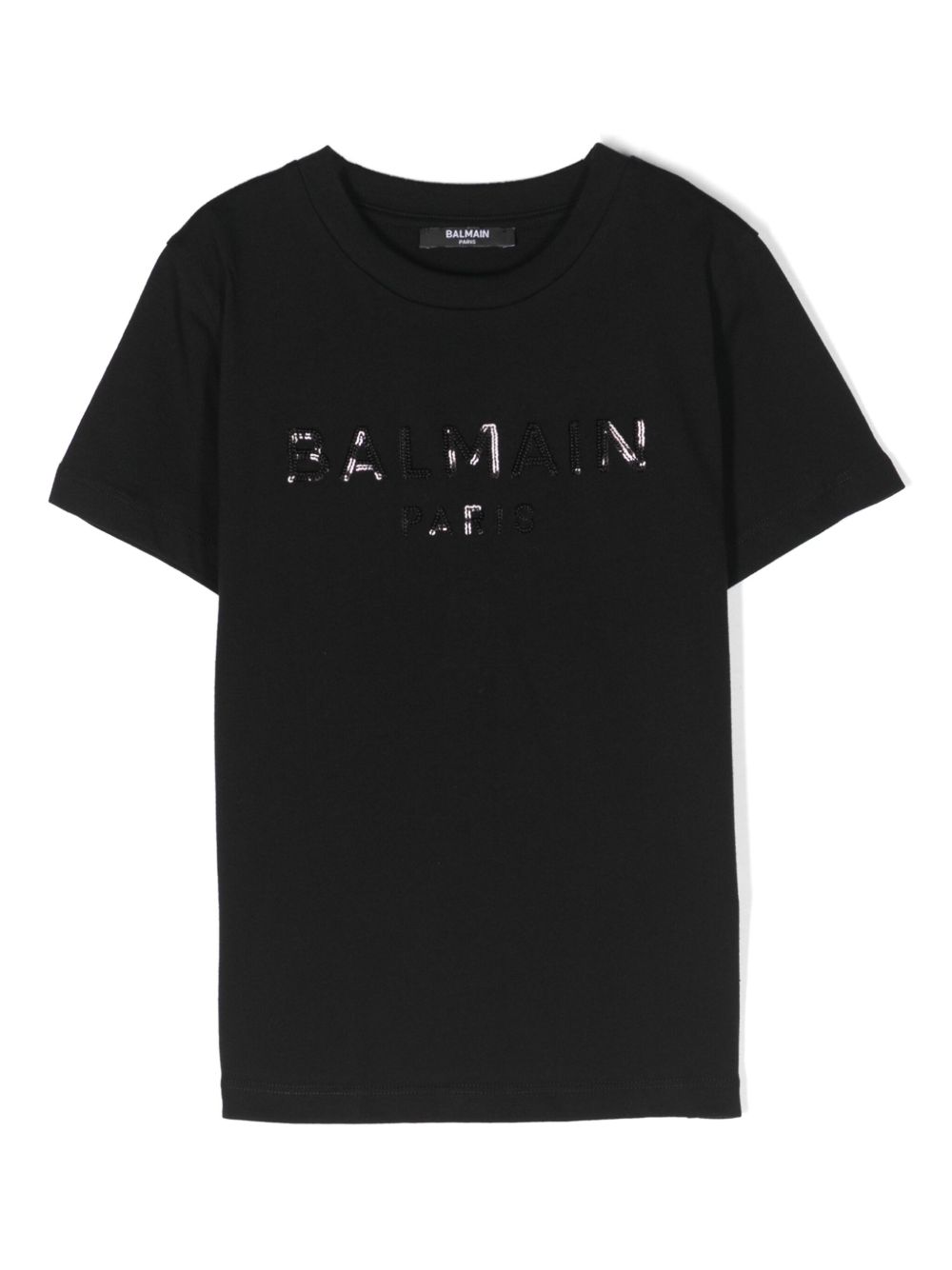 Balmain Kids logo亮片棉T恤 - 黑色