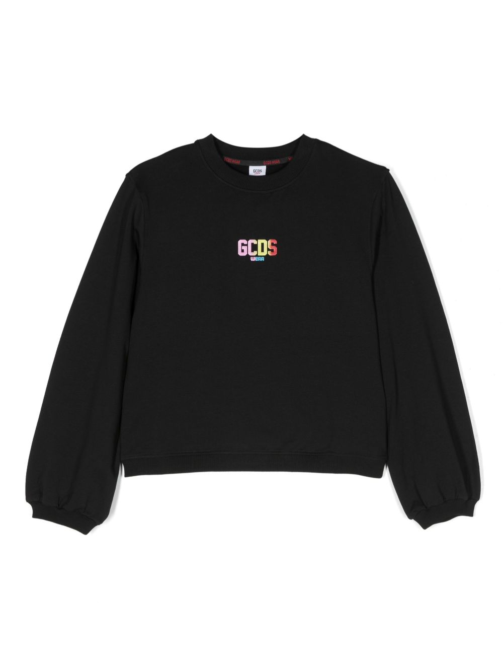 Gcds Kids logo印花圆领卫衣 - 黑色