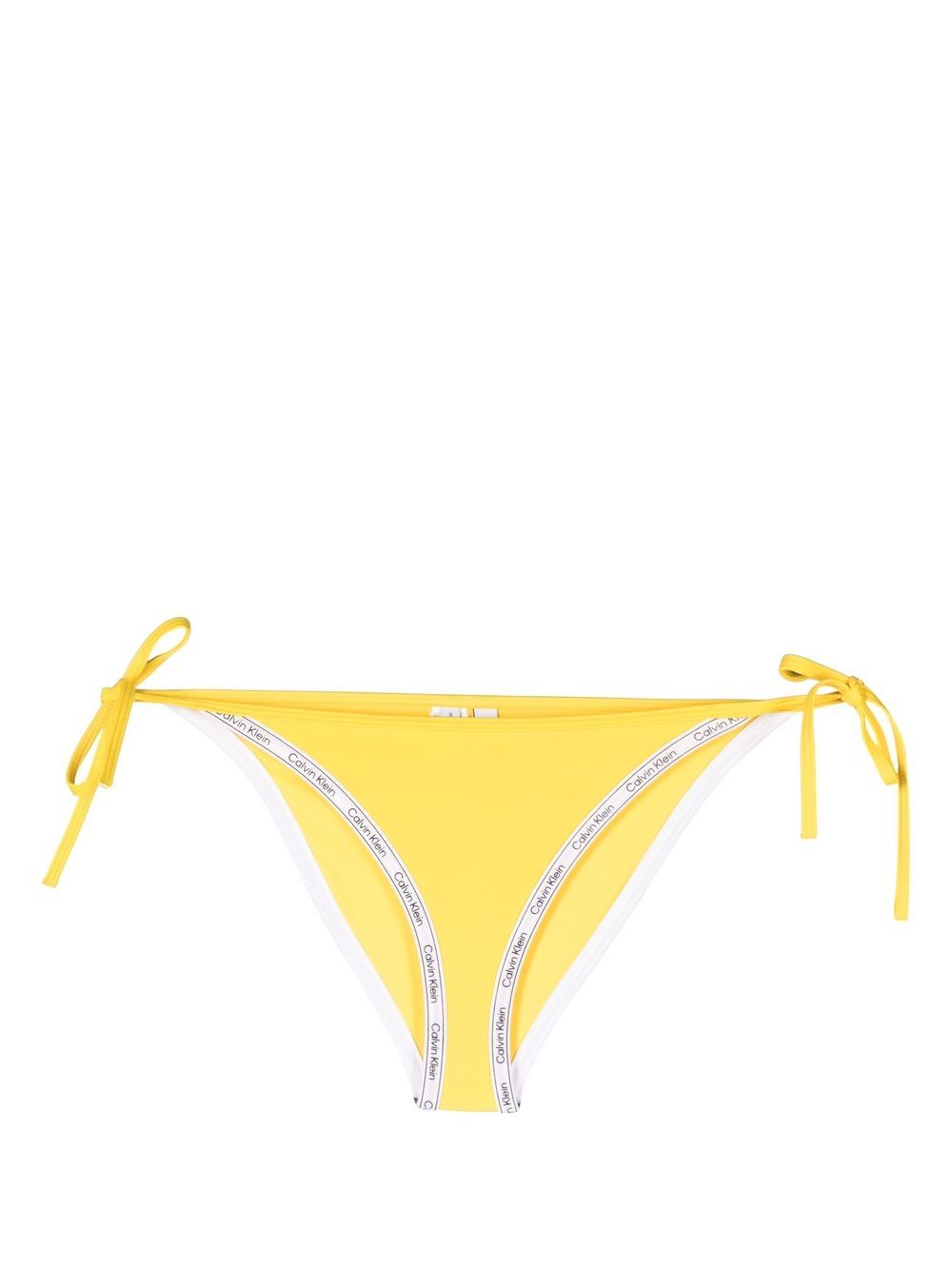 Calvin Klein logo印花比基尼三角裤 - 黄色