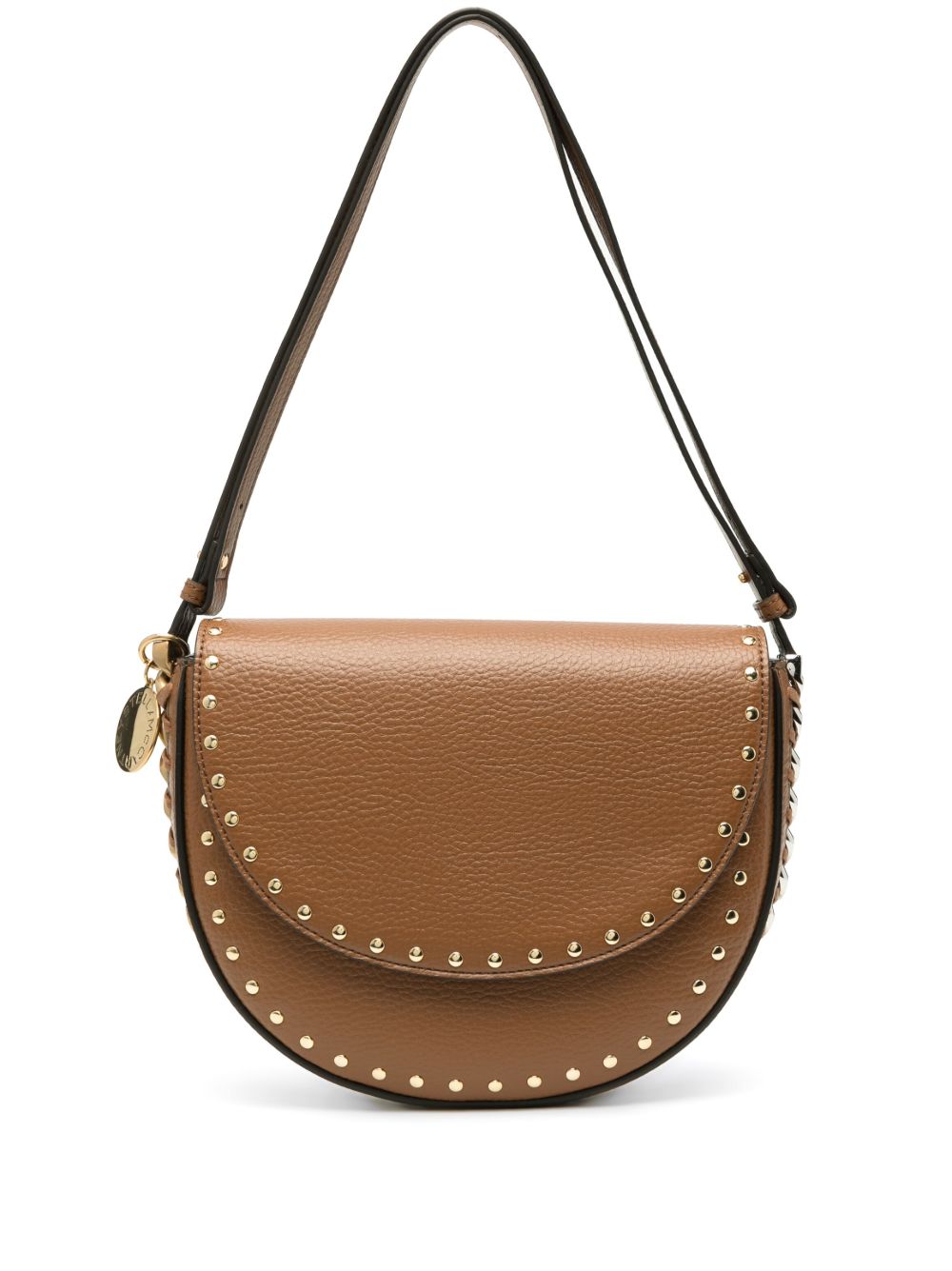 Stella McCartney Frayme 中号铆钉单肩包 - 褐色