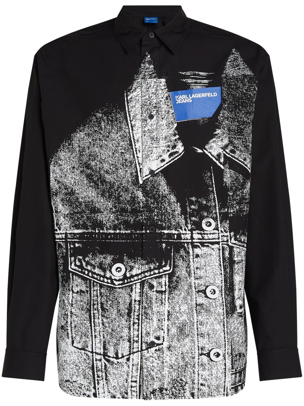 Karl Lagerfeld Jeans 错觉画棉衬衫 - 黑色