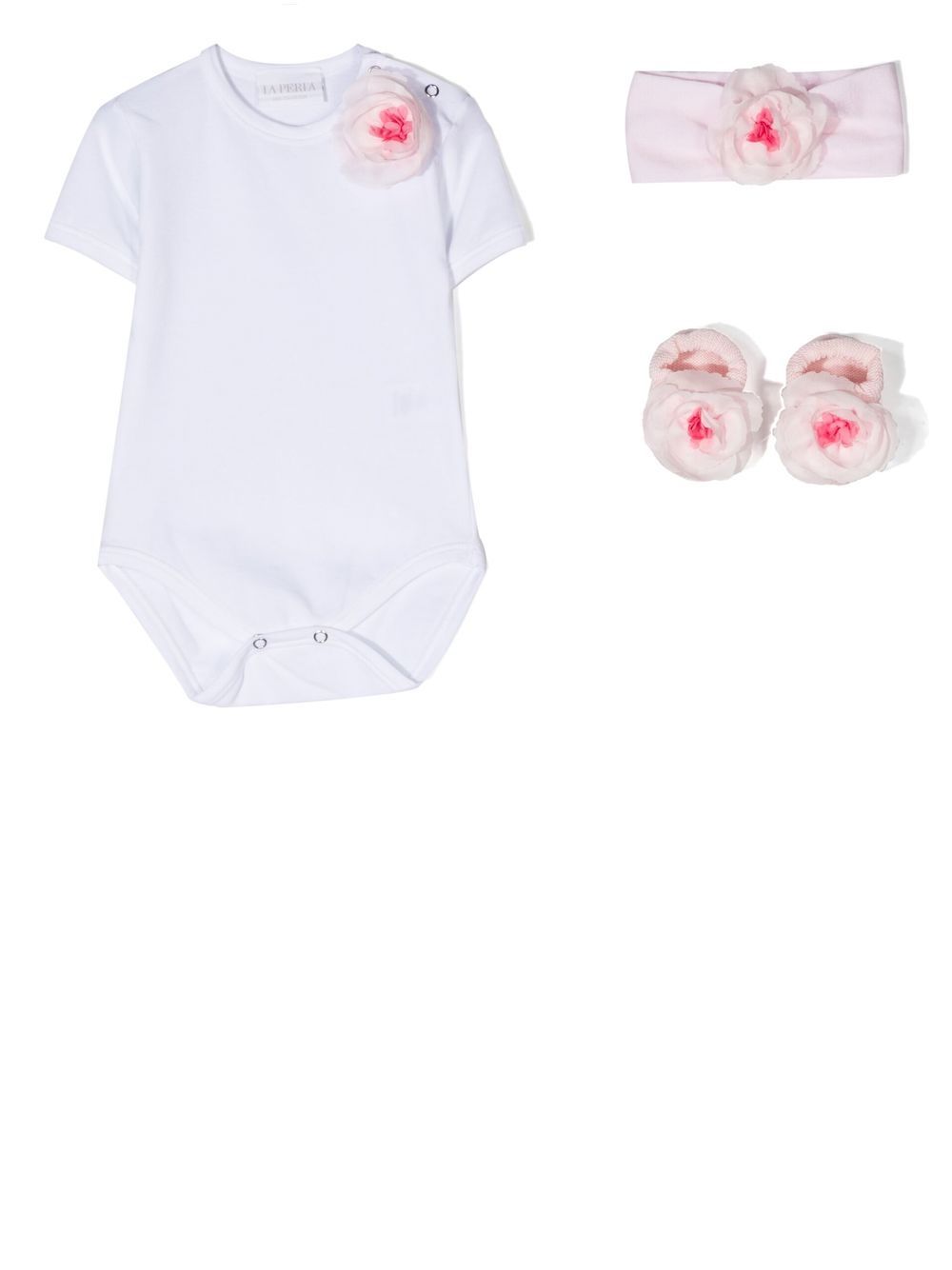 La Perla Kids 花卉细节连体衣套装 - 白色