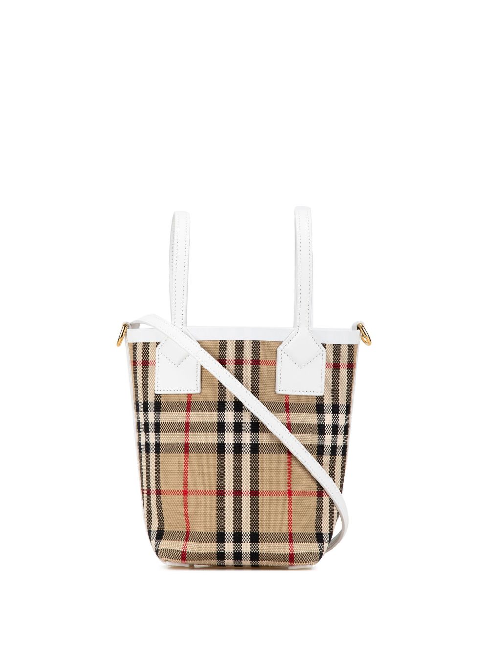 Burberry Pre-Owned London Tote 迷你经典格纹帆布斜挎包（2017-2024年典藏款） - 褐色
