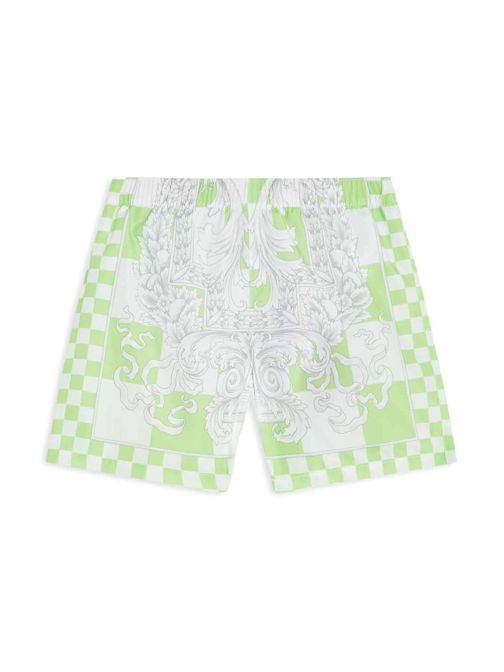 Versace Kids Barocco Damier 印花泳裤 - 绿色