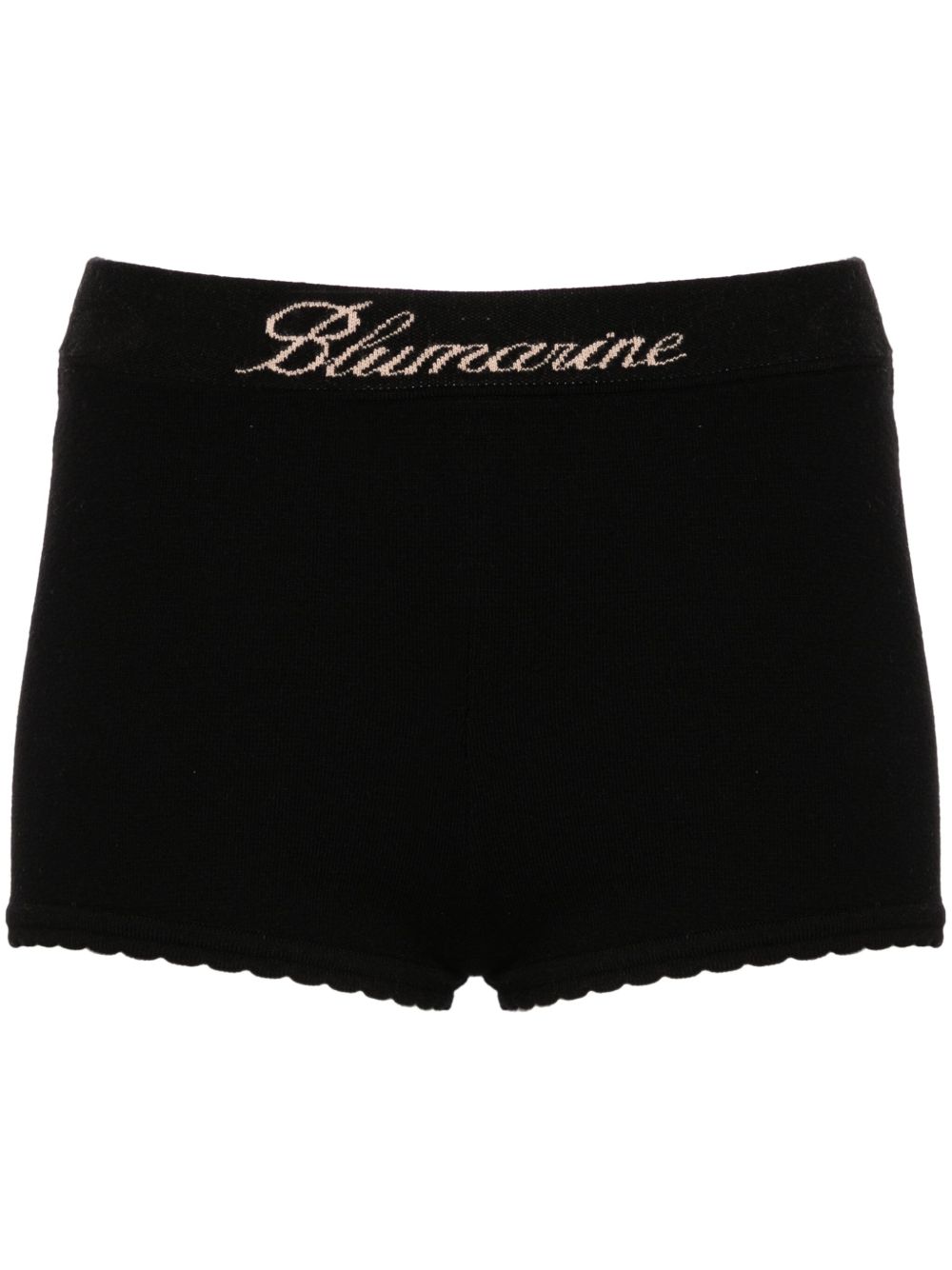 Blumarine logo提花短裤 - 黑色