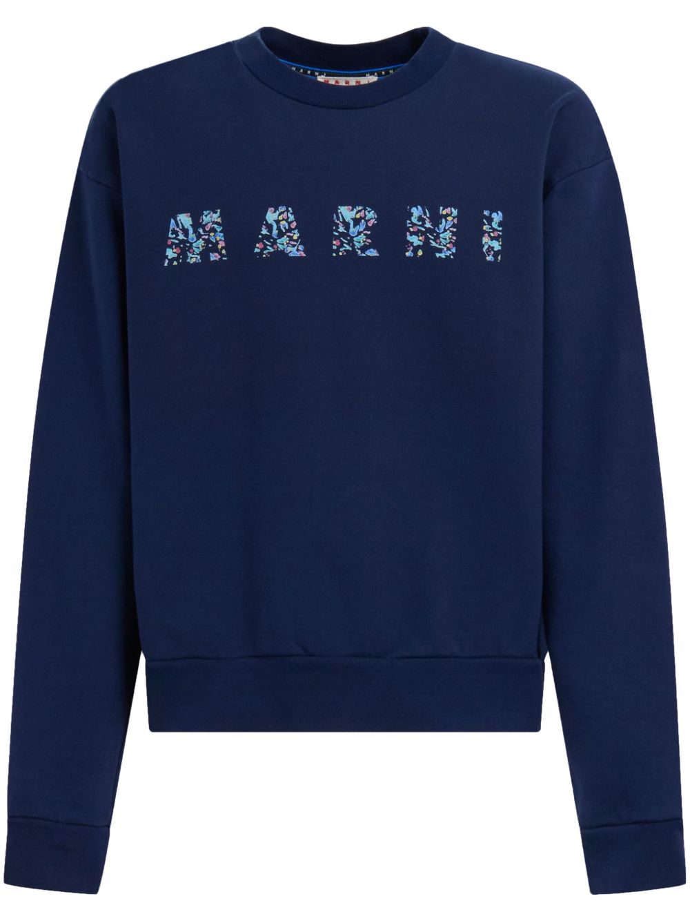 Marni logo印花棉卫衣 - 蓝色