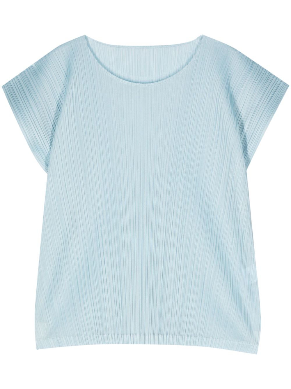 Pleats Please Issey Miyake 细褶效果盖袖罩衫 - 蓝色