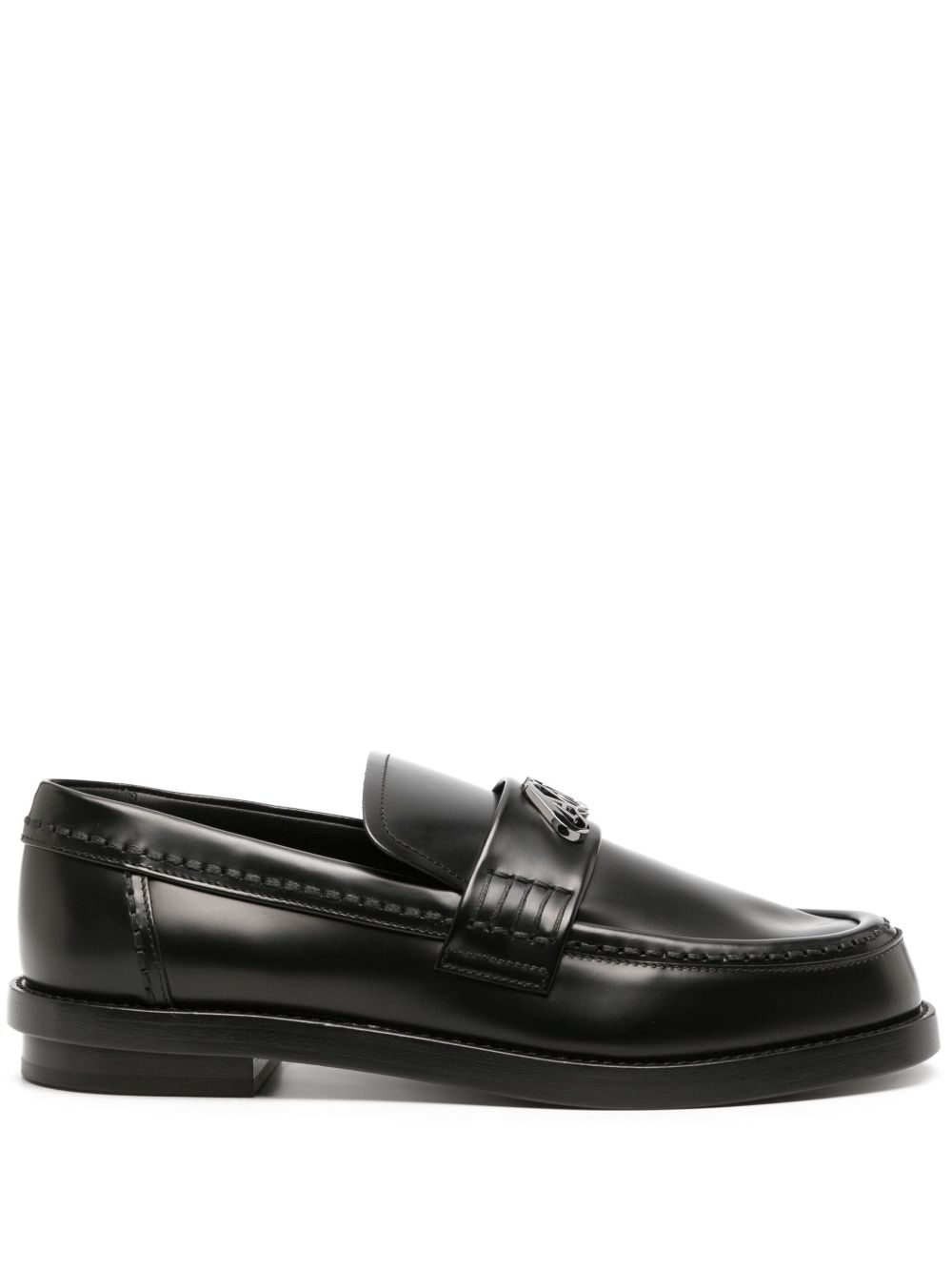 Alexander McQueen Seal 标牌皮质乐福鞋 - 黑色