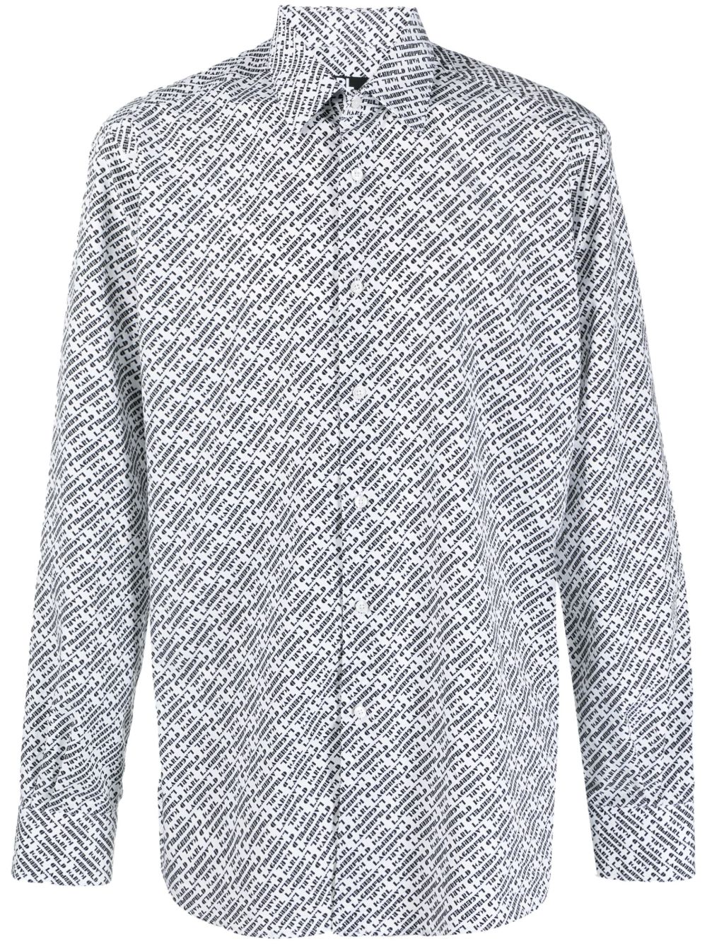 Karl Lagerfeld logo印花长袖衬衫 - 白色