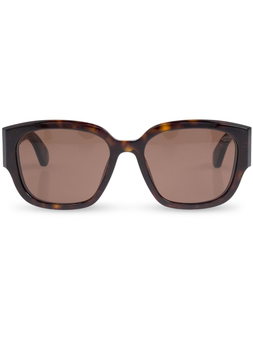 Alexander McQueen Eyewear 雕刻logo镜脚太阳眼镜 - 褐色