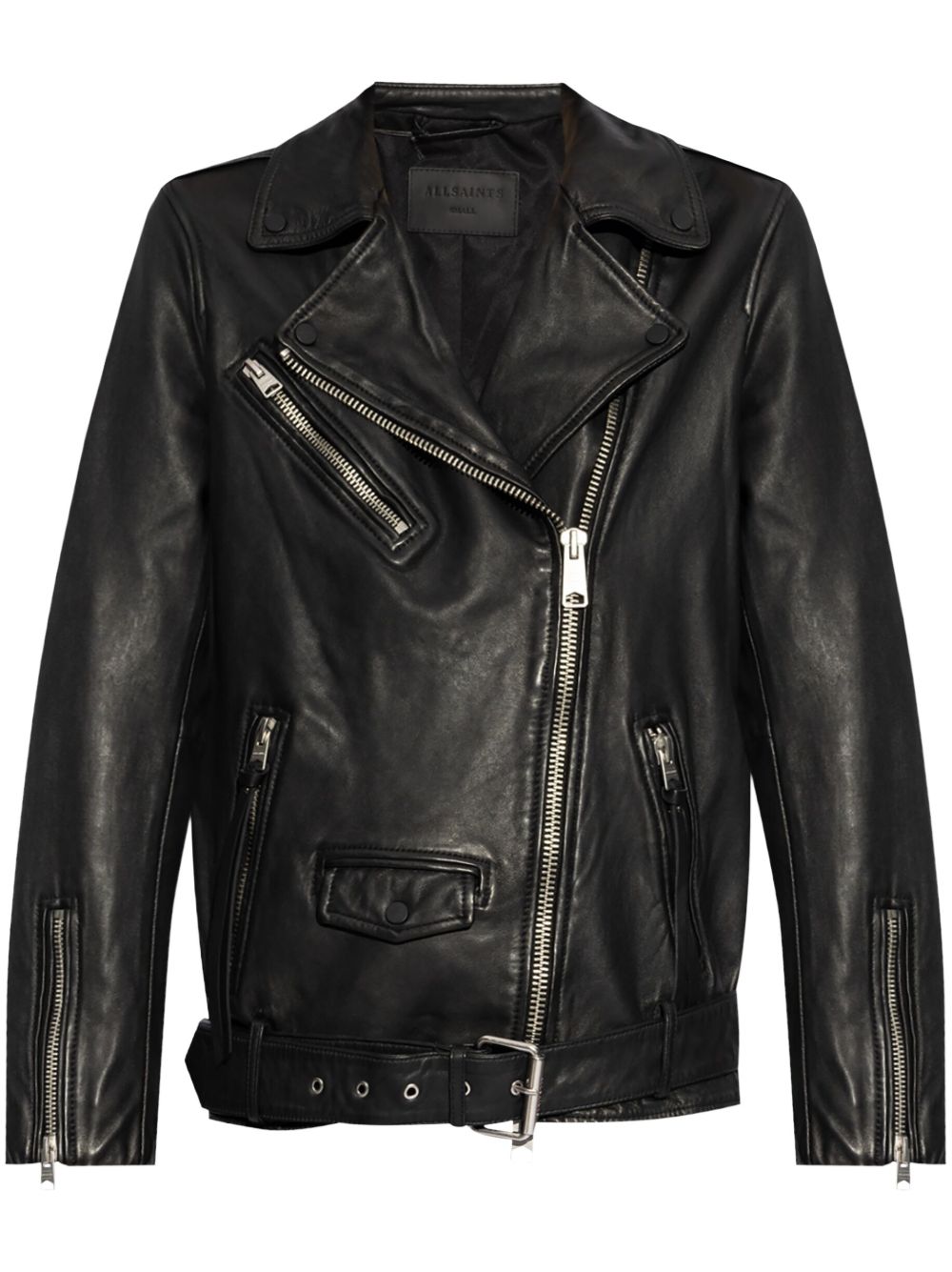 AllSaints Billie 皮质机车夹克 - 黑色