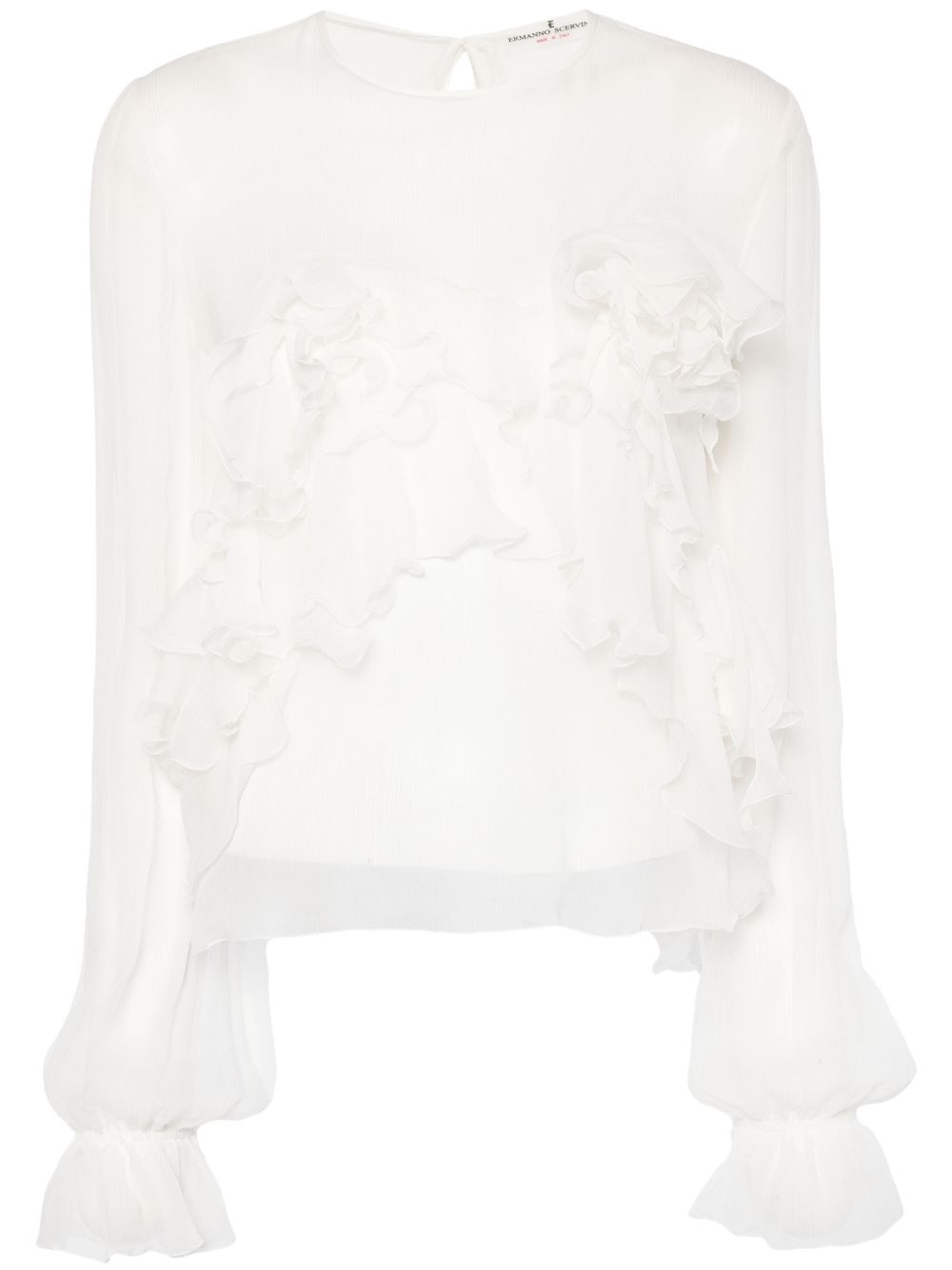 Ermanno Scervino 花卉贴花真丝罩衫 - 白色