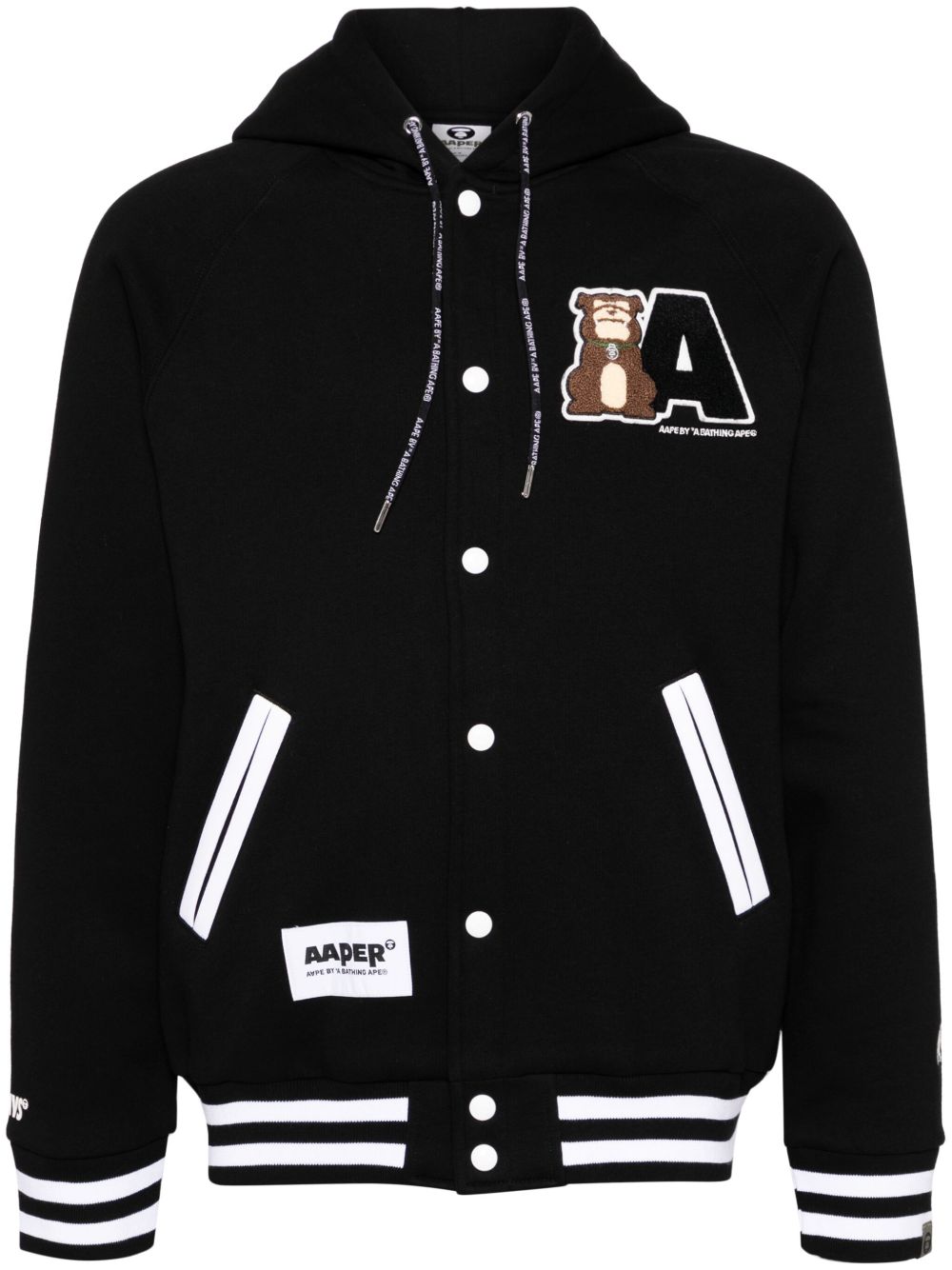 AAPE BY *A BATHING APE® 标贴连帽夹克 - 黑色