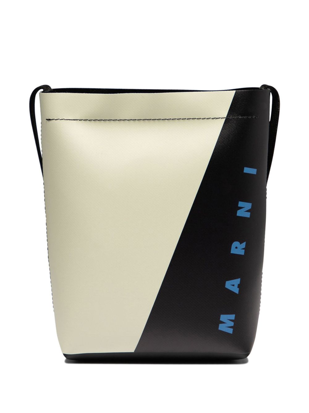 Marni Bicolor logo印花单肩包 - 黑色