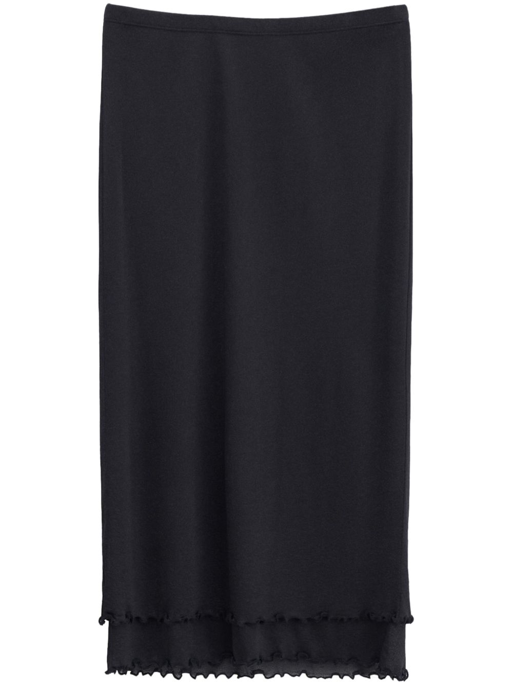 Filippa K Layered Frill Crepe 中长半身裙 - 黑色