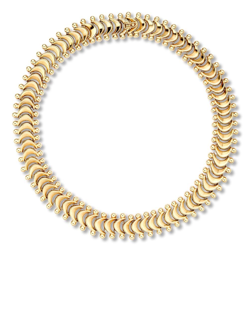 Pragnell Vintage Crescent Moon Fancy Link Collar 18K黄金项链（1980年代典藏款） - 金色