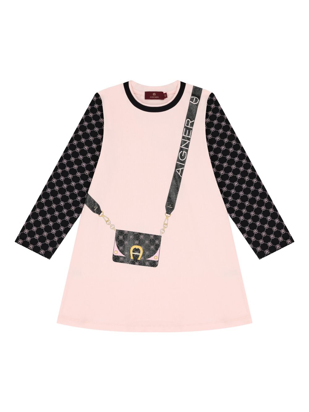 Aigner Kids 图案logo印花连衣裙 - 粉色