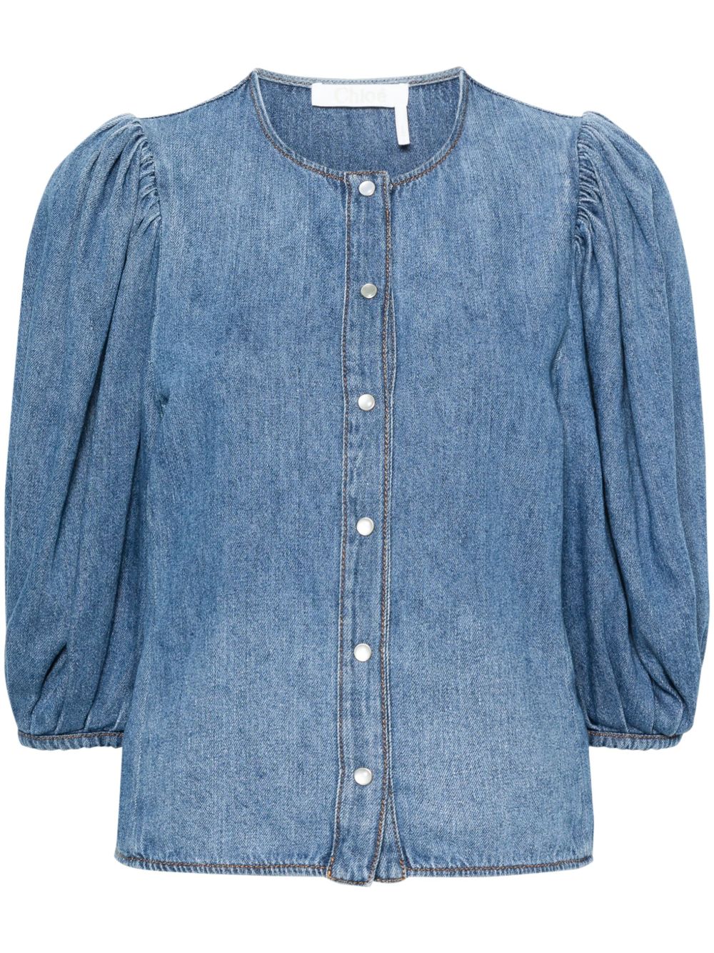 Chloé 灯笼袖牛仔衬衫 - 蓝色