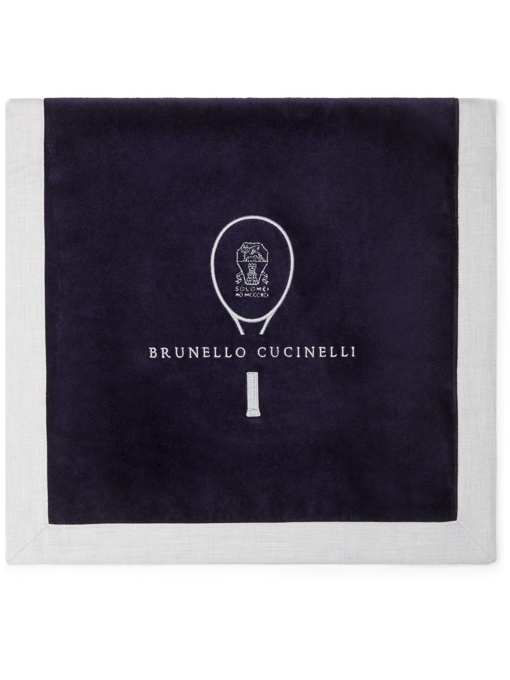 Brunello Cucinelli logo刺绣棉毛巾（85 x 44 厘米） - 蓝色