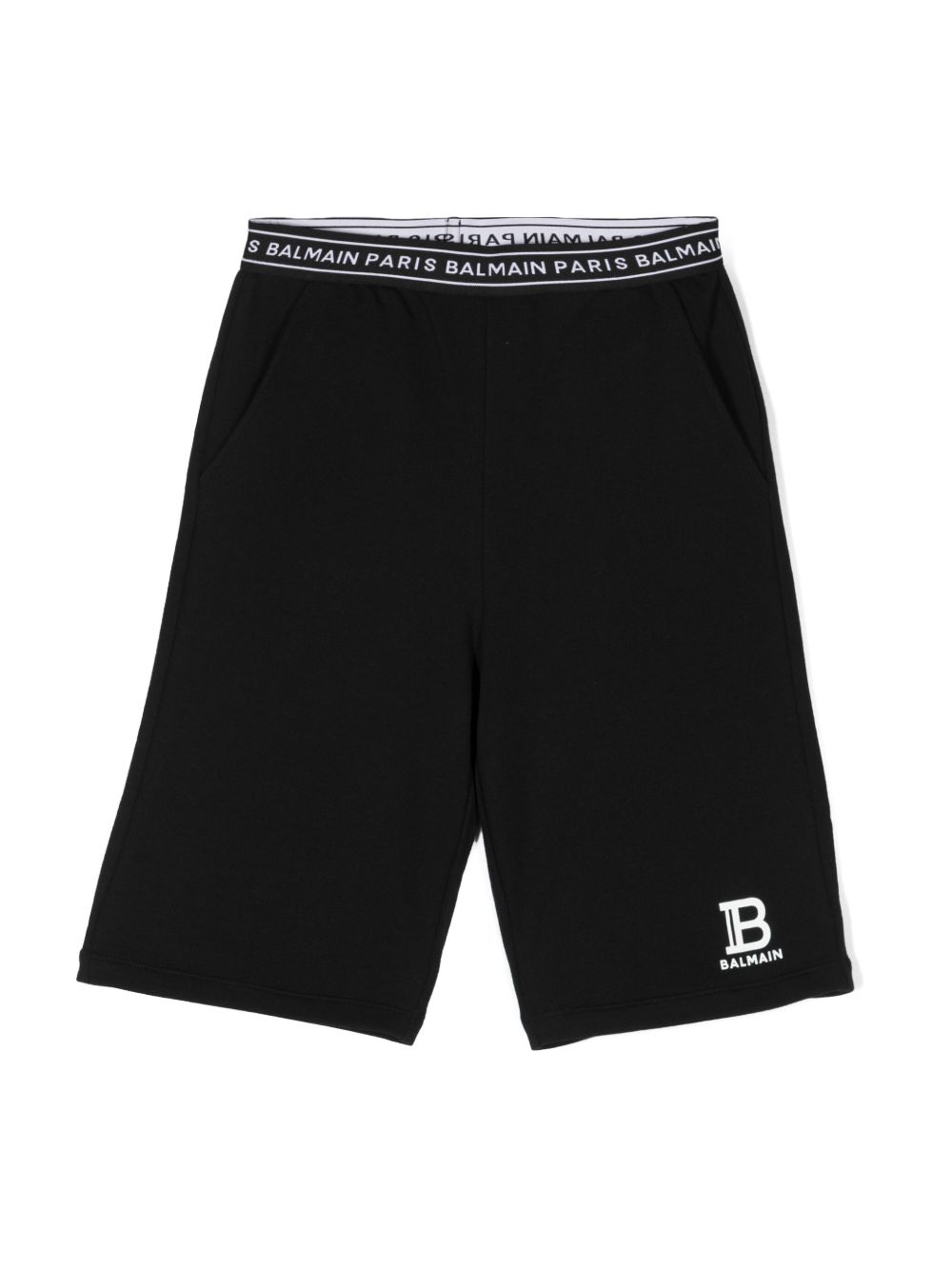 Balmain Kids logo裤腰短裤 - 黑色