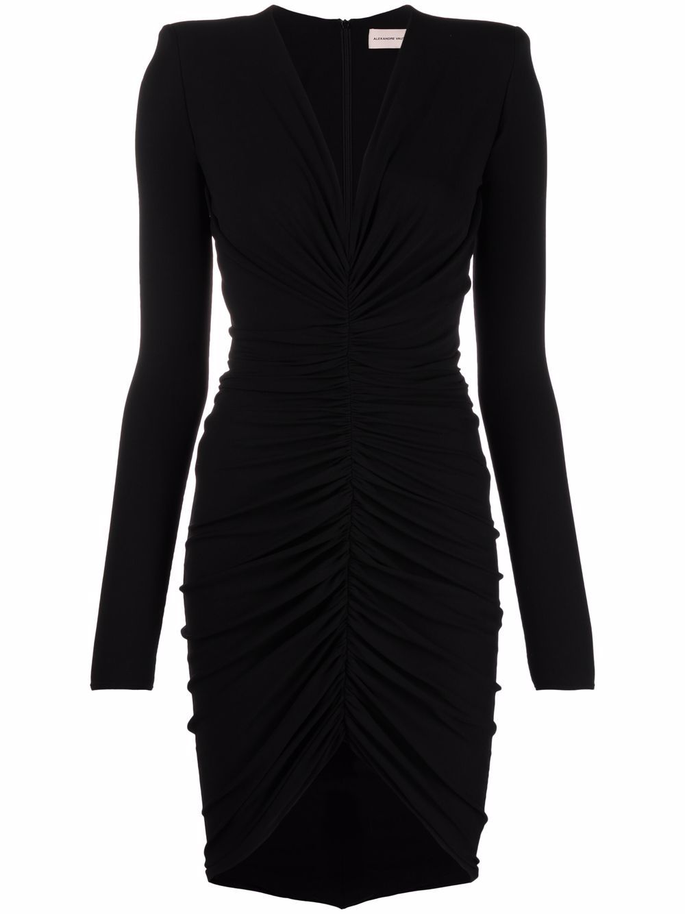 Alexandre Vauthier V领褶饰迷你连衣裙 - 黑色