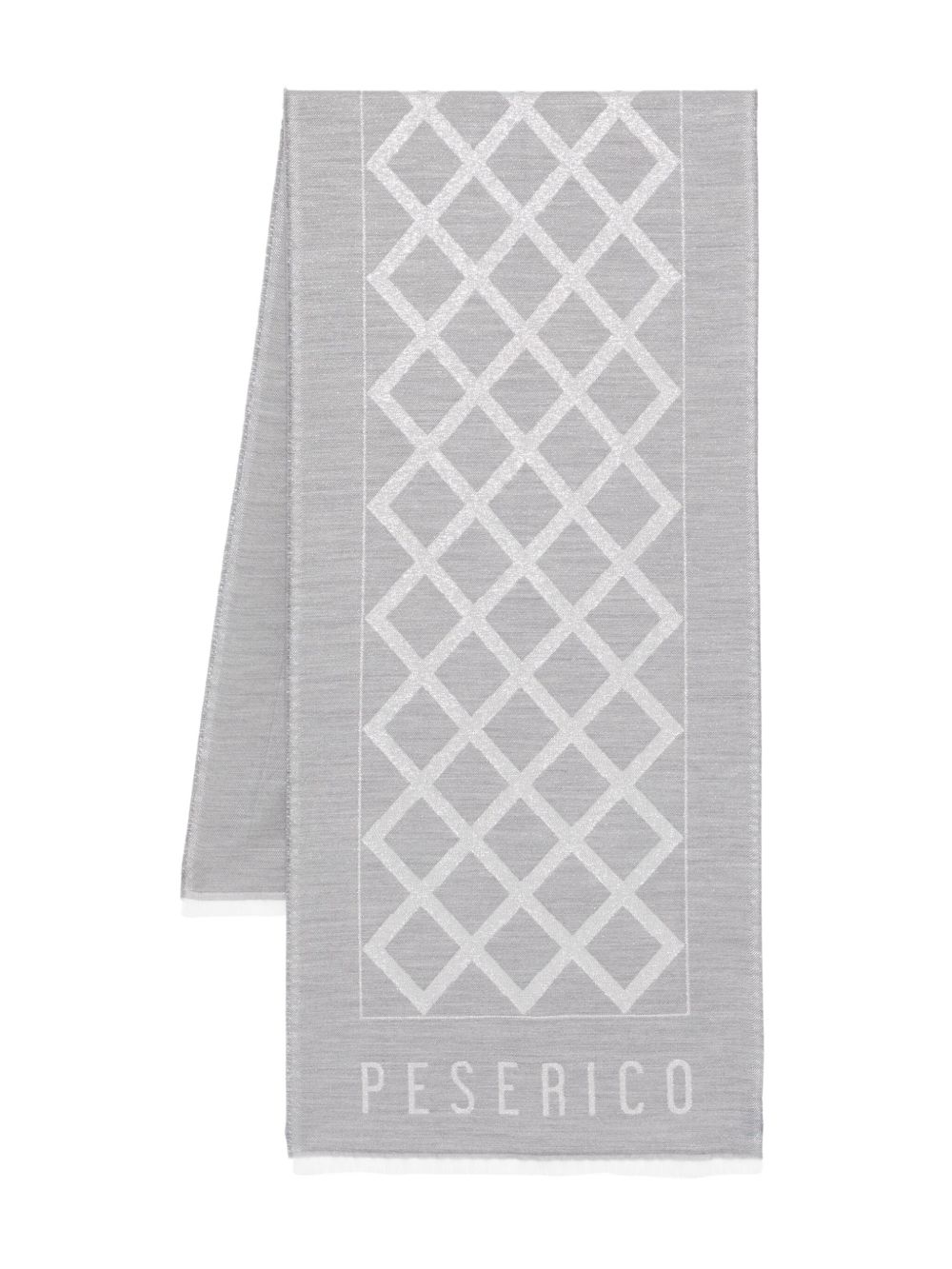 Peserico 格纹围巾 - 灰色