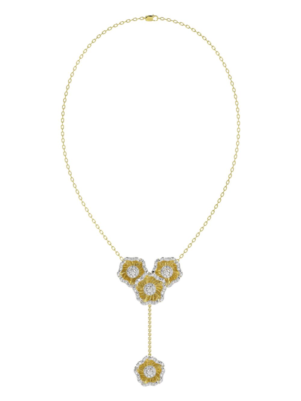 Marchesa 18K玫瑰金花卉钻石项链 - 金色
