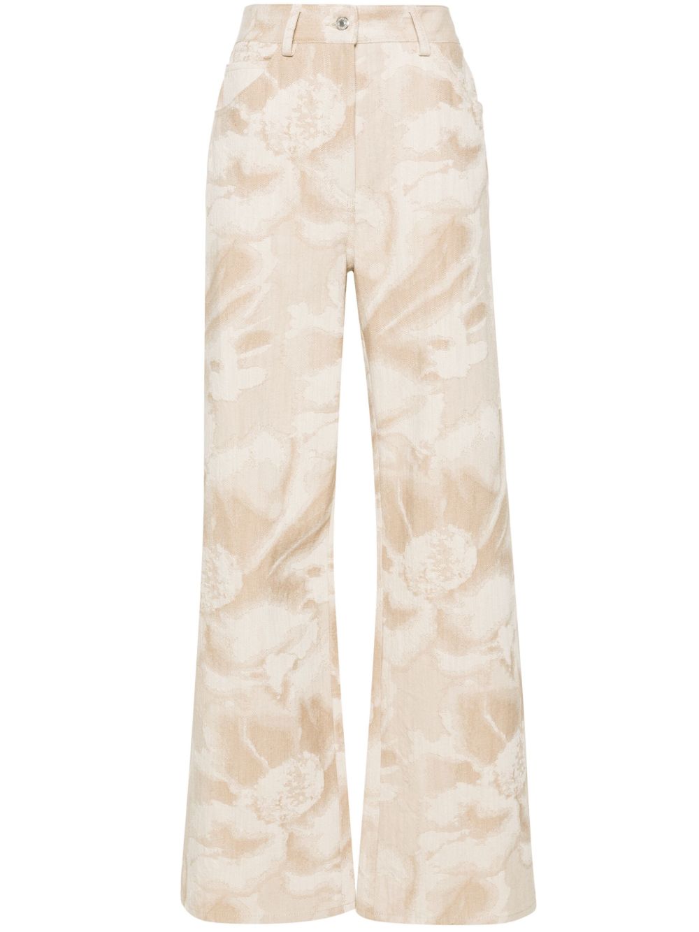 MSGM 高腰直筒牛仔裤 - 中性色