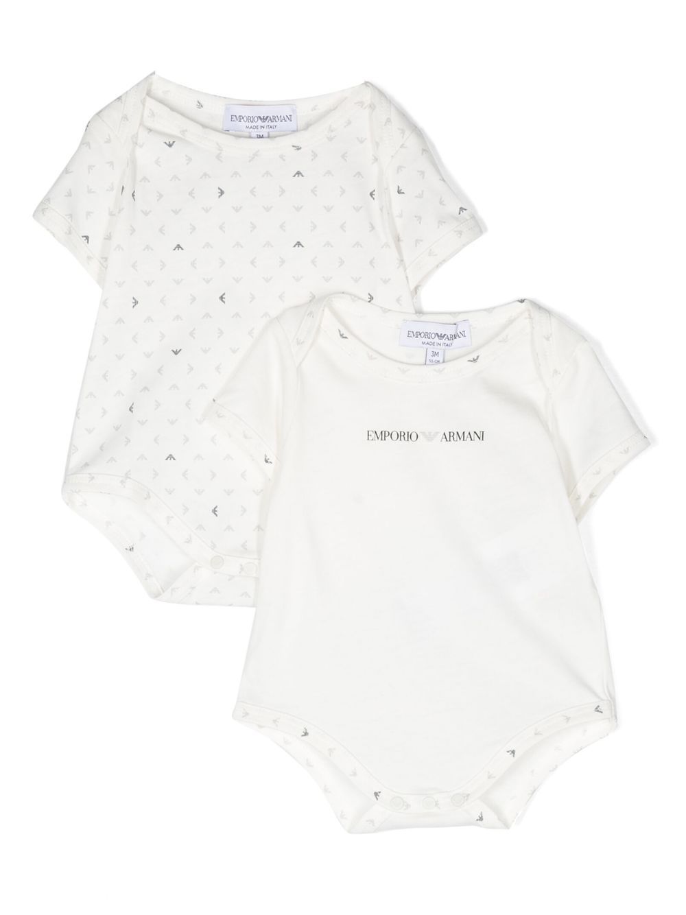 Emporio Armani Kids logo印花连体衣套装 - 白色
