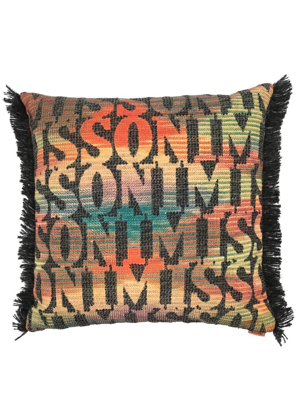 Missoni Home logo印花流苏抱枕 - 绿色