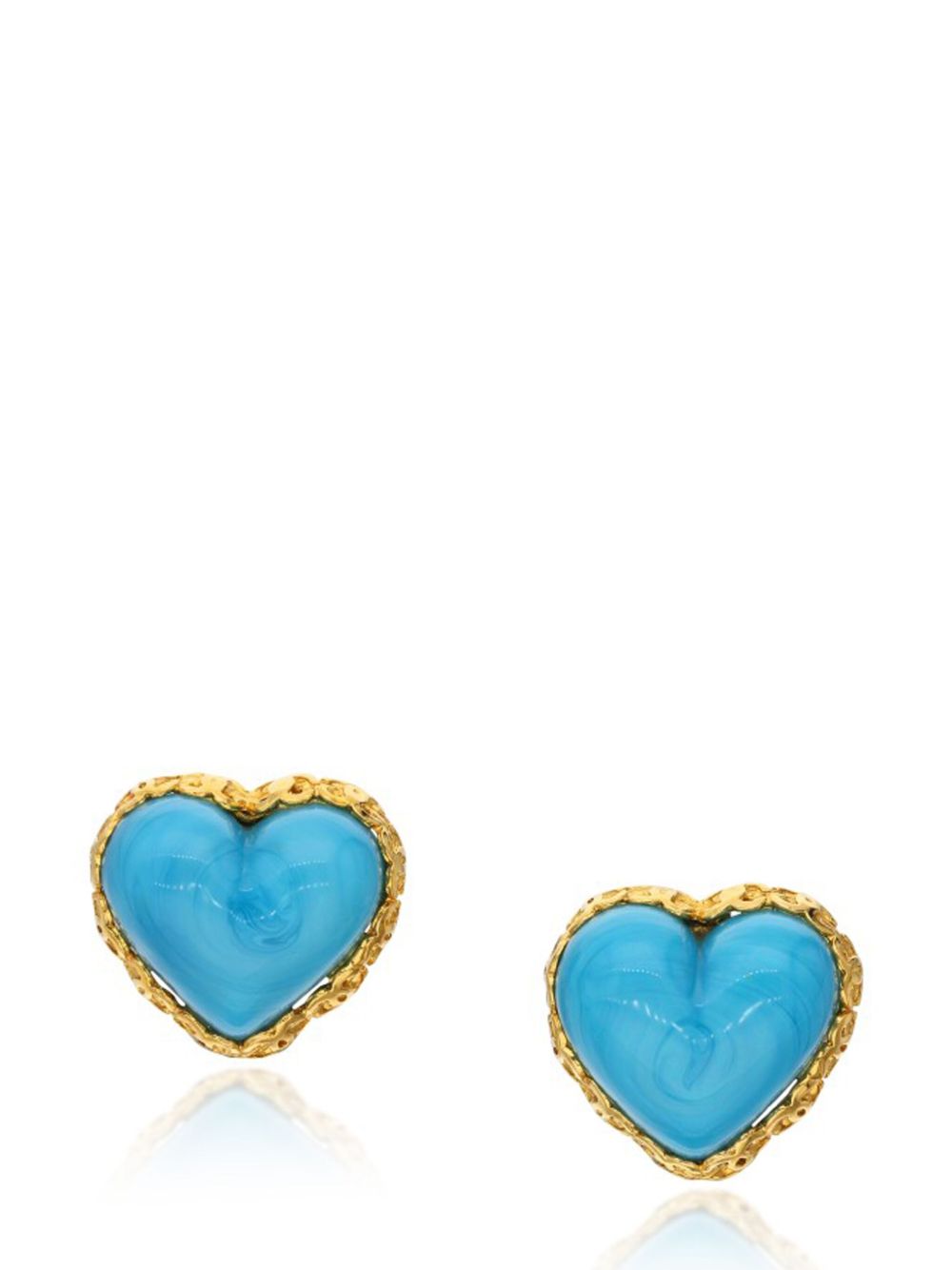 CHANEL Pre-Owned Gold Metal, Blue Gripoix Heart Earrings, 1993 - 金色