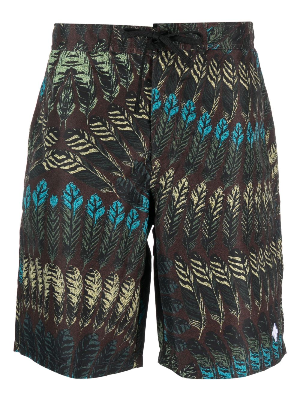 Marcelo Burlon County of Milan 羽毛印花泳裤 - 褐色
