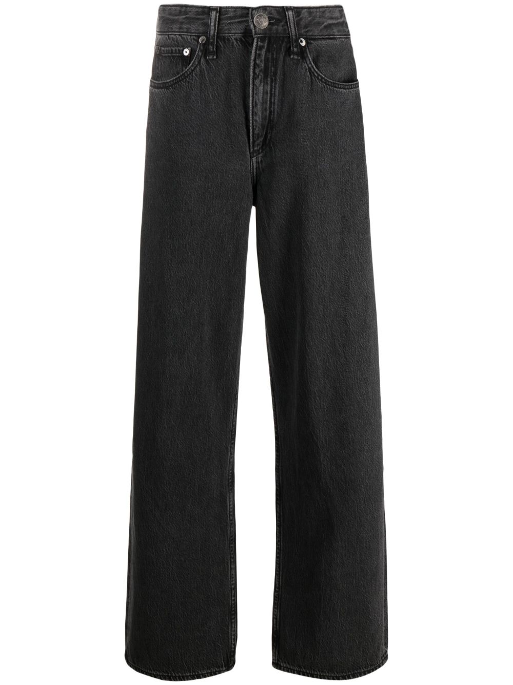 rag & bone Logan 中腰阔腿牛仔裤 - 黑色