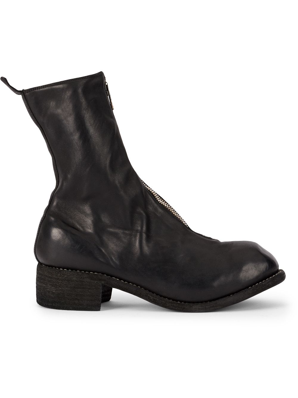 Guidi 正面拉链及踝靴 - 黑色
