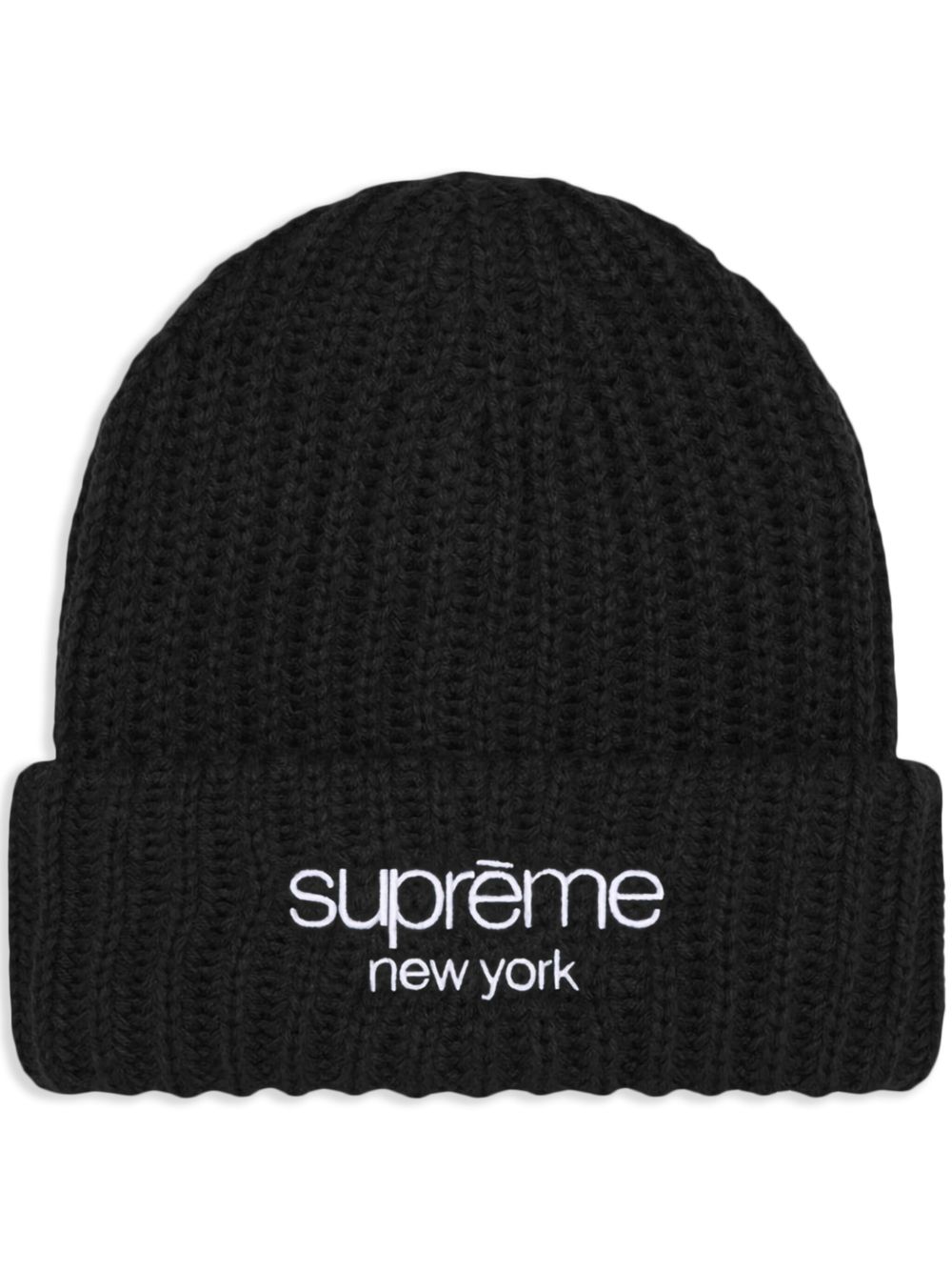 Supreme logo刺绣套头帽套装 - 黑色