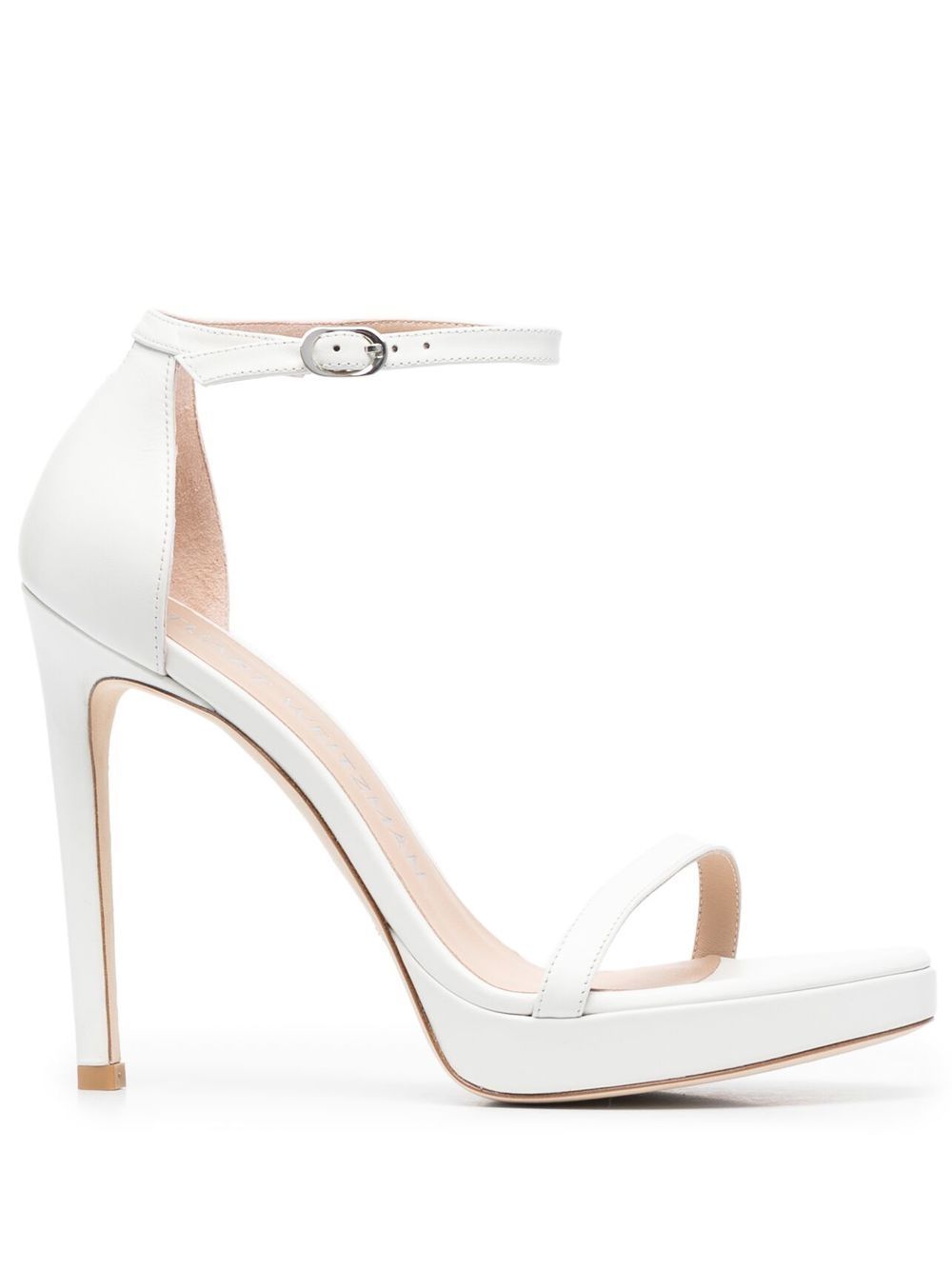Stuart Weitzman 皮质细高跟凉鞋 - 白色