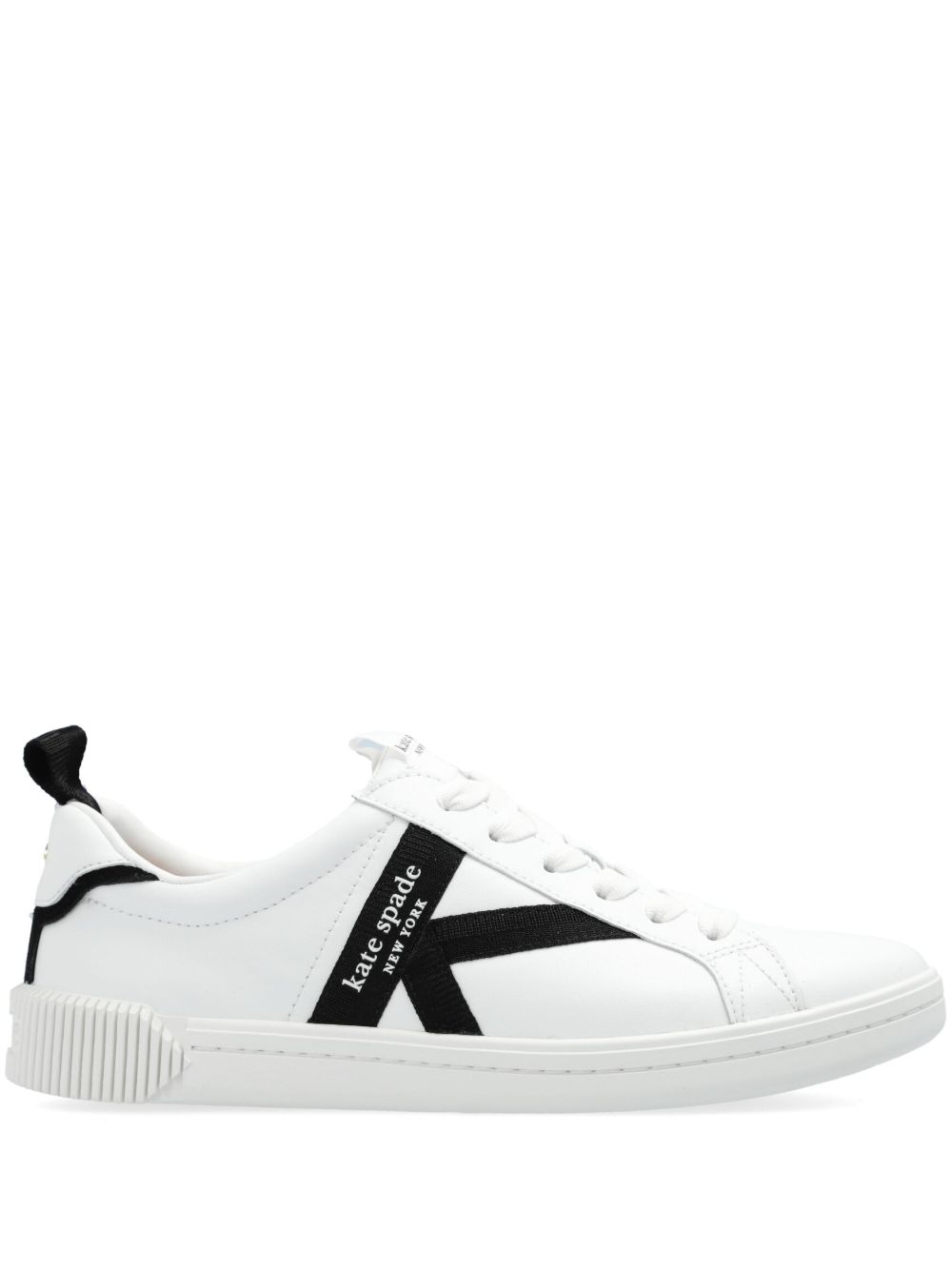 Kate Spade Signature logo织带皮质运动鞋 - 白色