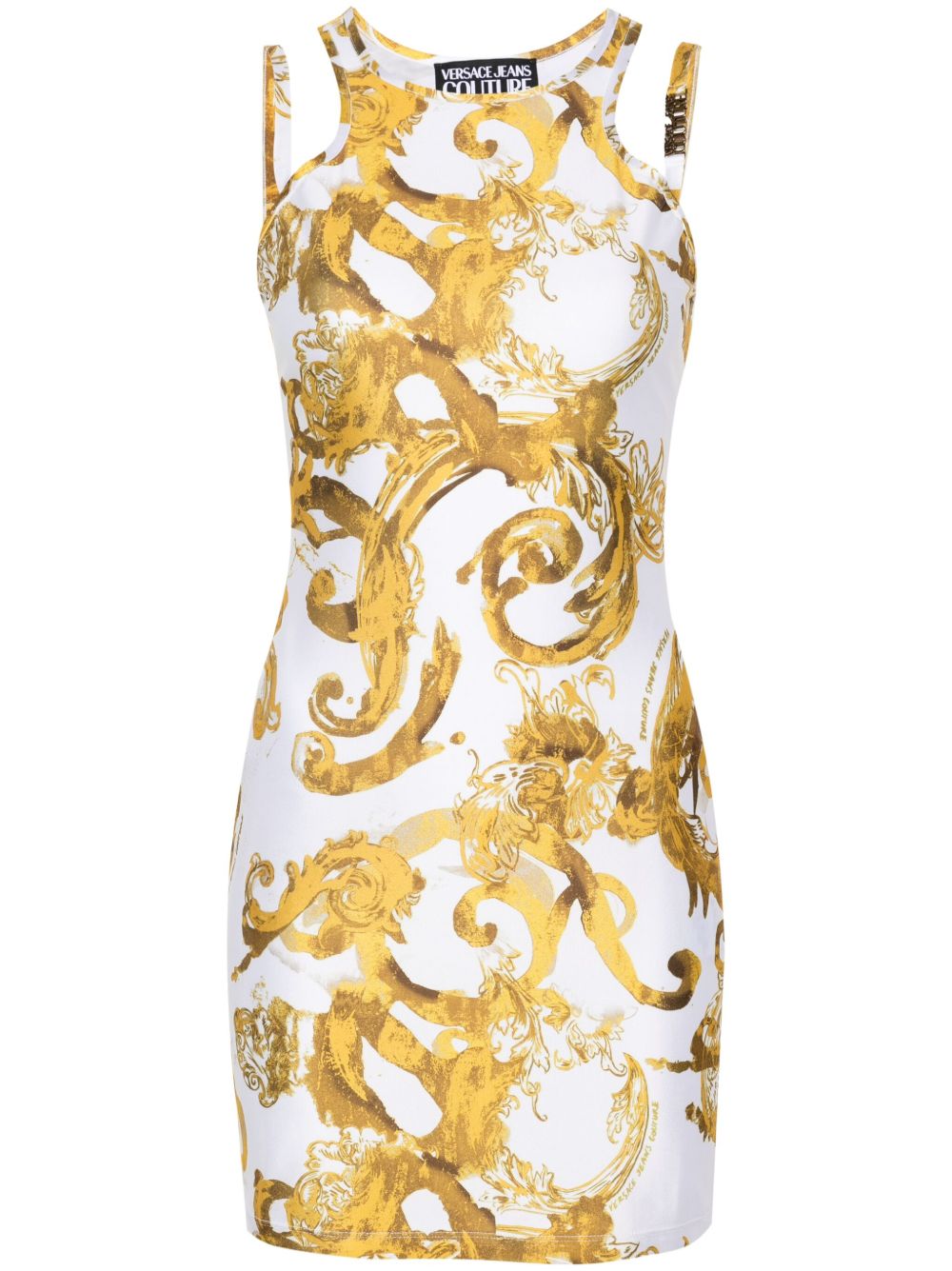 Versace Jeans Couture Watercolour Couture 印花迷你连衣裙 - 白色