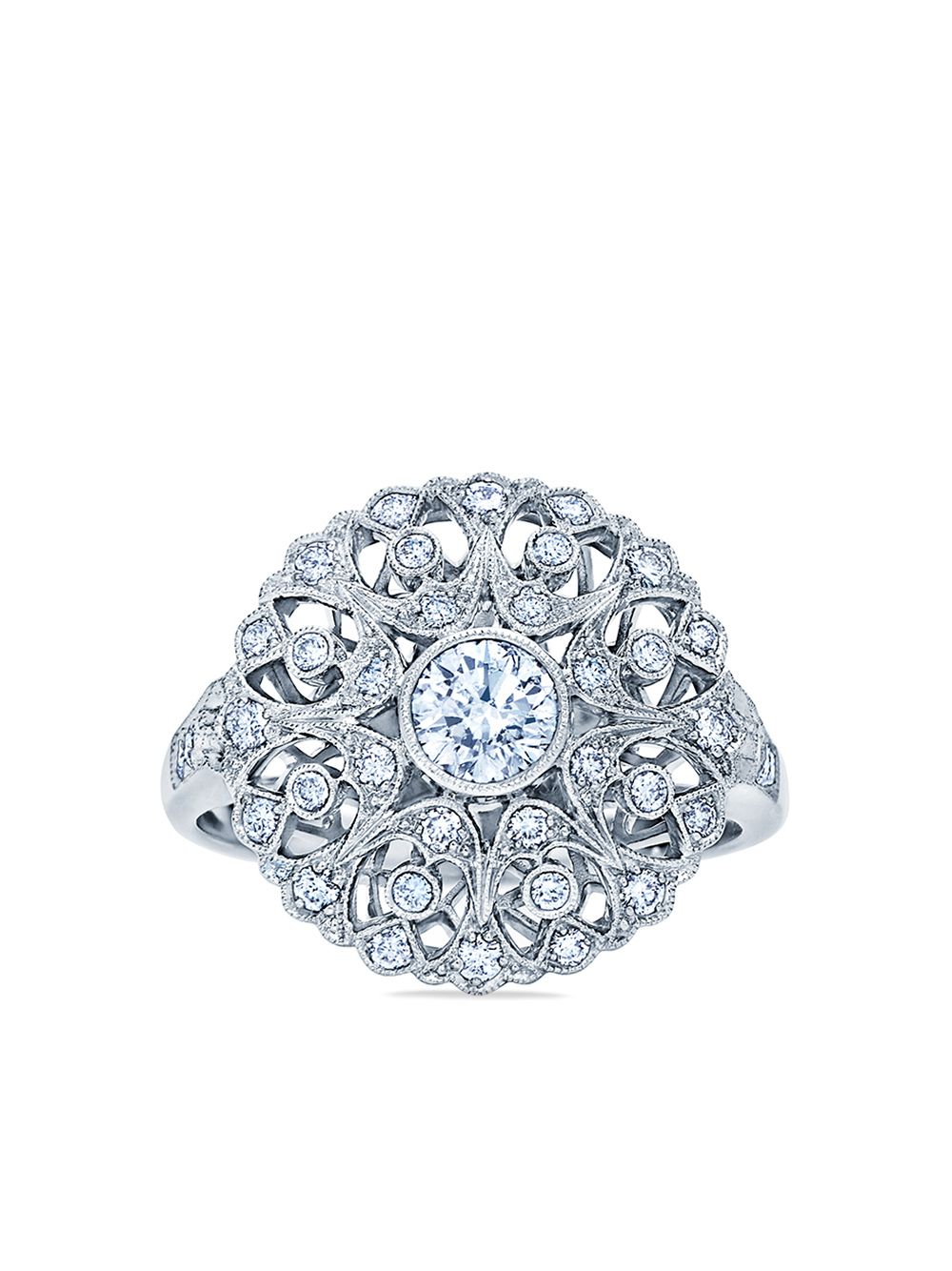 KWIAT Splendor Filigree Bombe 18K白金钻石小指 - 银色