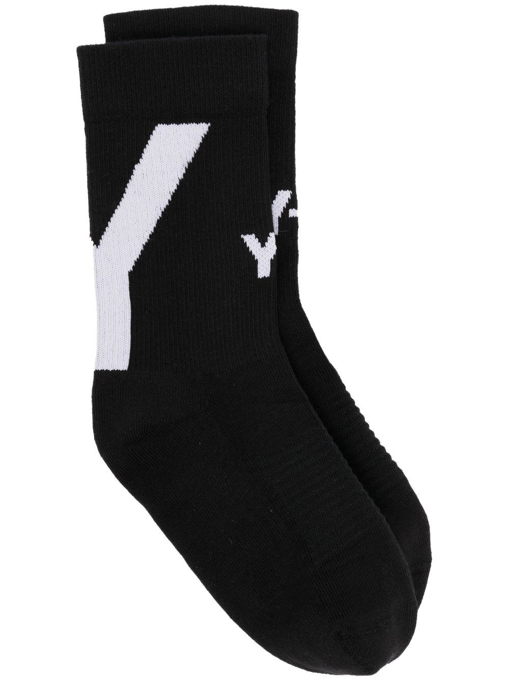 Y-3 嵌花logo针织袜 - 黑色