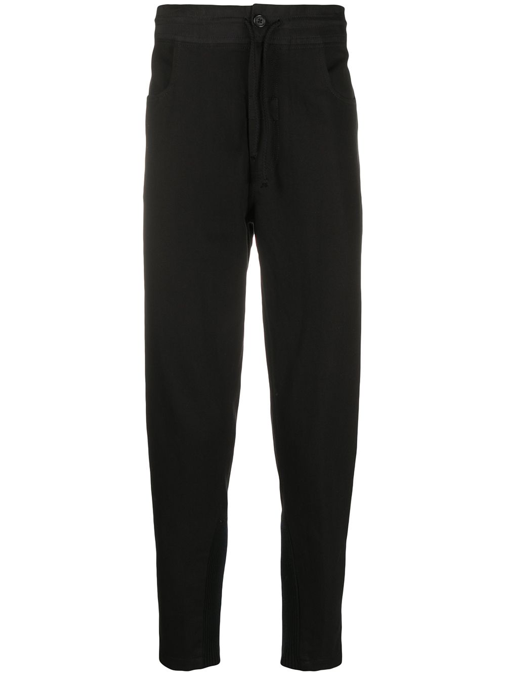 Ann Demeulemeester 罗纹拼接抽绳系带长裤 - 黑色