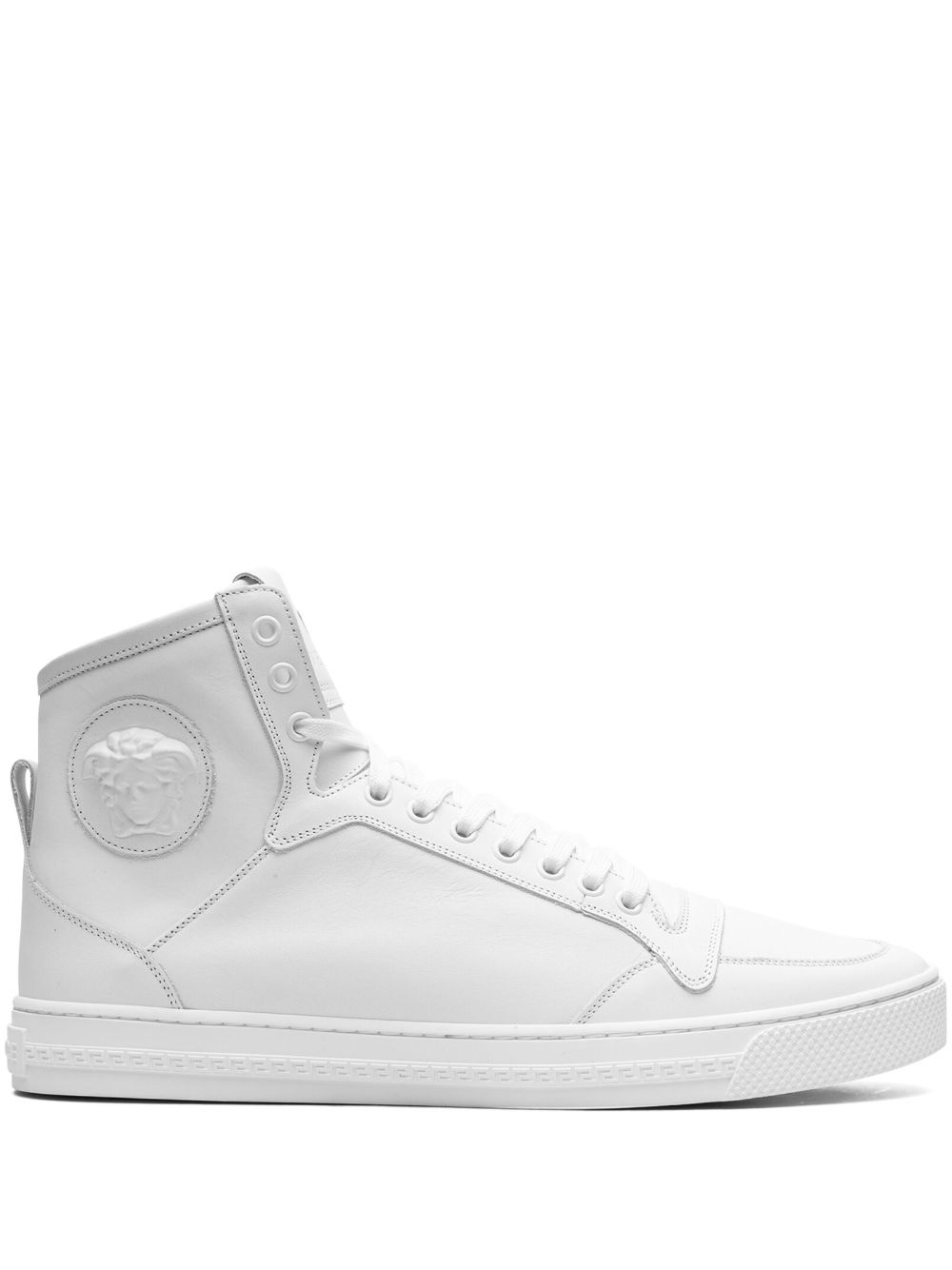 Versace 高帮皮质运动鞋 - 白色