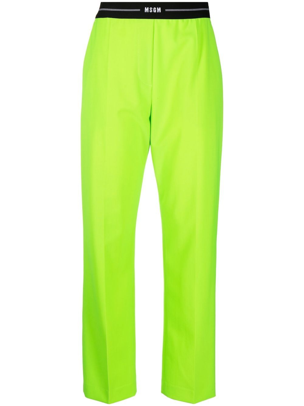 MSGM logo裤腰西裤 - 绿色