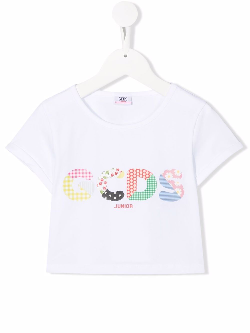 Gcds Kids logo印花短款T恤 - 白色