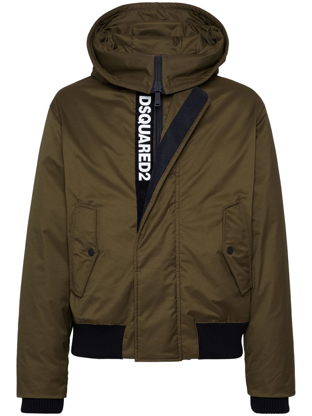 DSQUARED2 隐藏式logo印花填充夹克 - 褐色