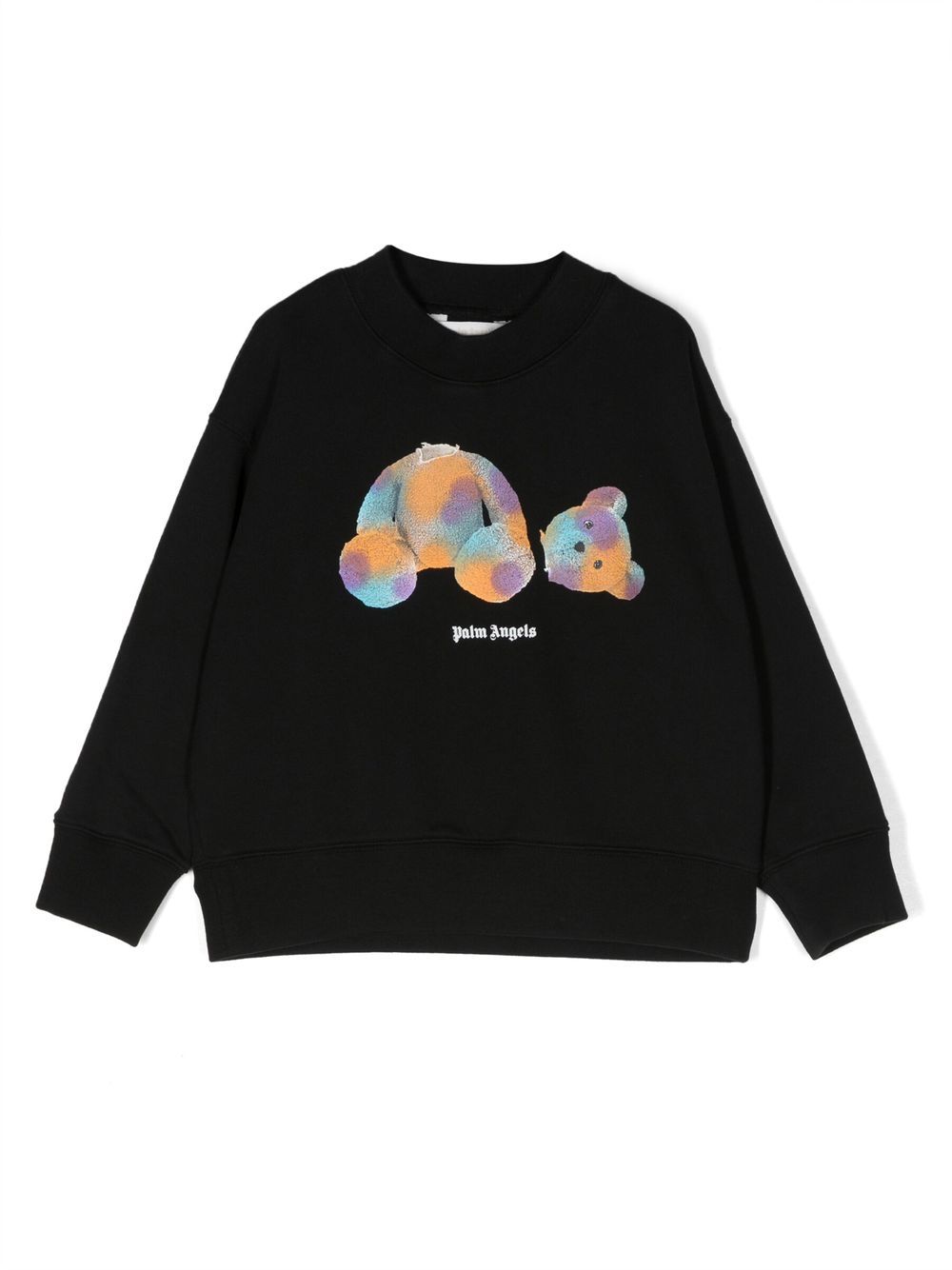 Palm Angels Kids 泰迪熊印花圆领卫衣 - 黑色