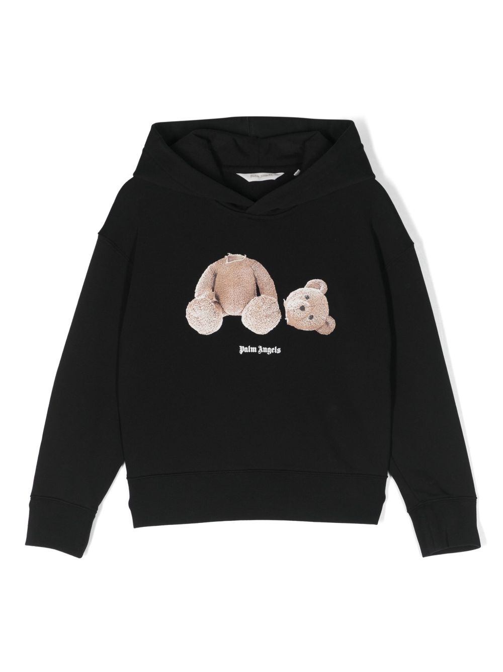 Palm Angels Kids 小熊印花棉连帽衫 - 黑色