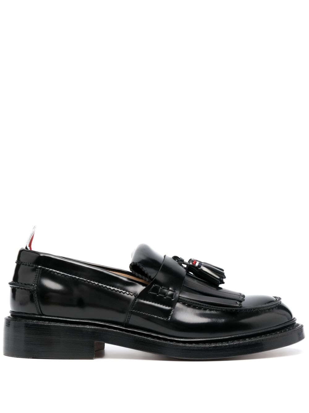 Thom Browne 红白蓝标签皮质乐福鞋 - 黑色