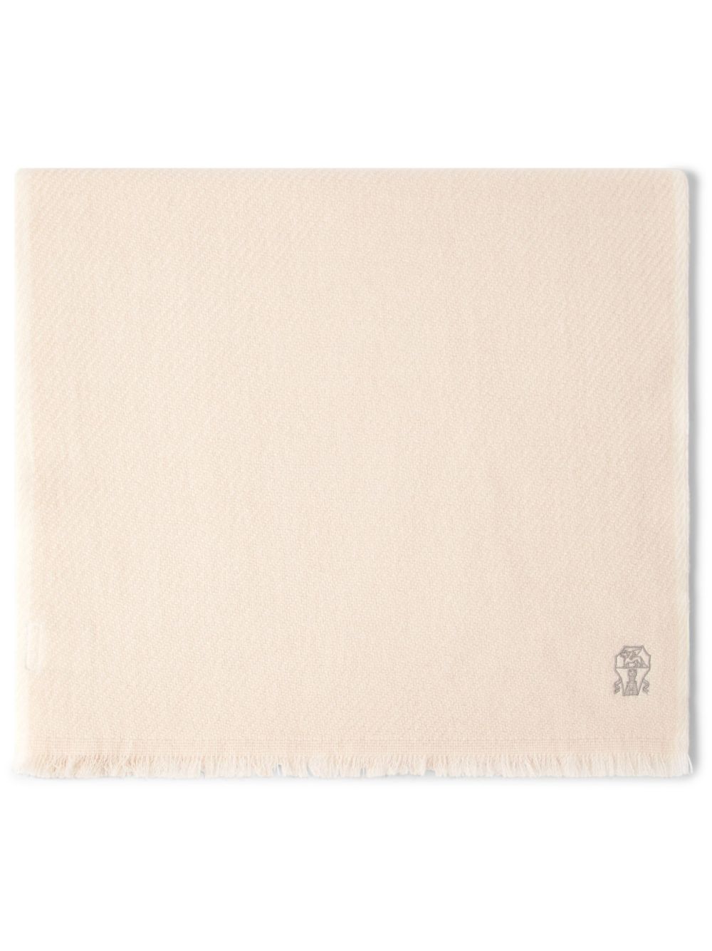 Brunello Cucinelli logo刺绣围巾 - 中性色