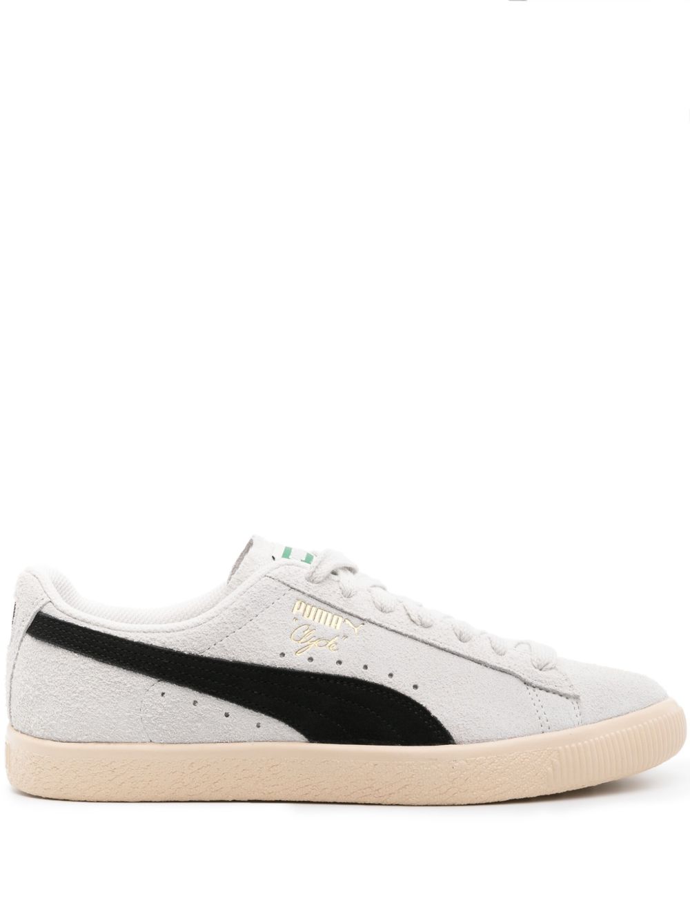PUMA Clyde logo压纹绒面皮运动鞋 - 白色